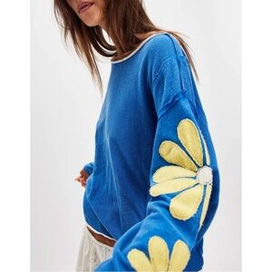 Free People - You're A Star Womens Oversized Long Sleeve Boxy Tee - Flower